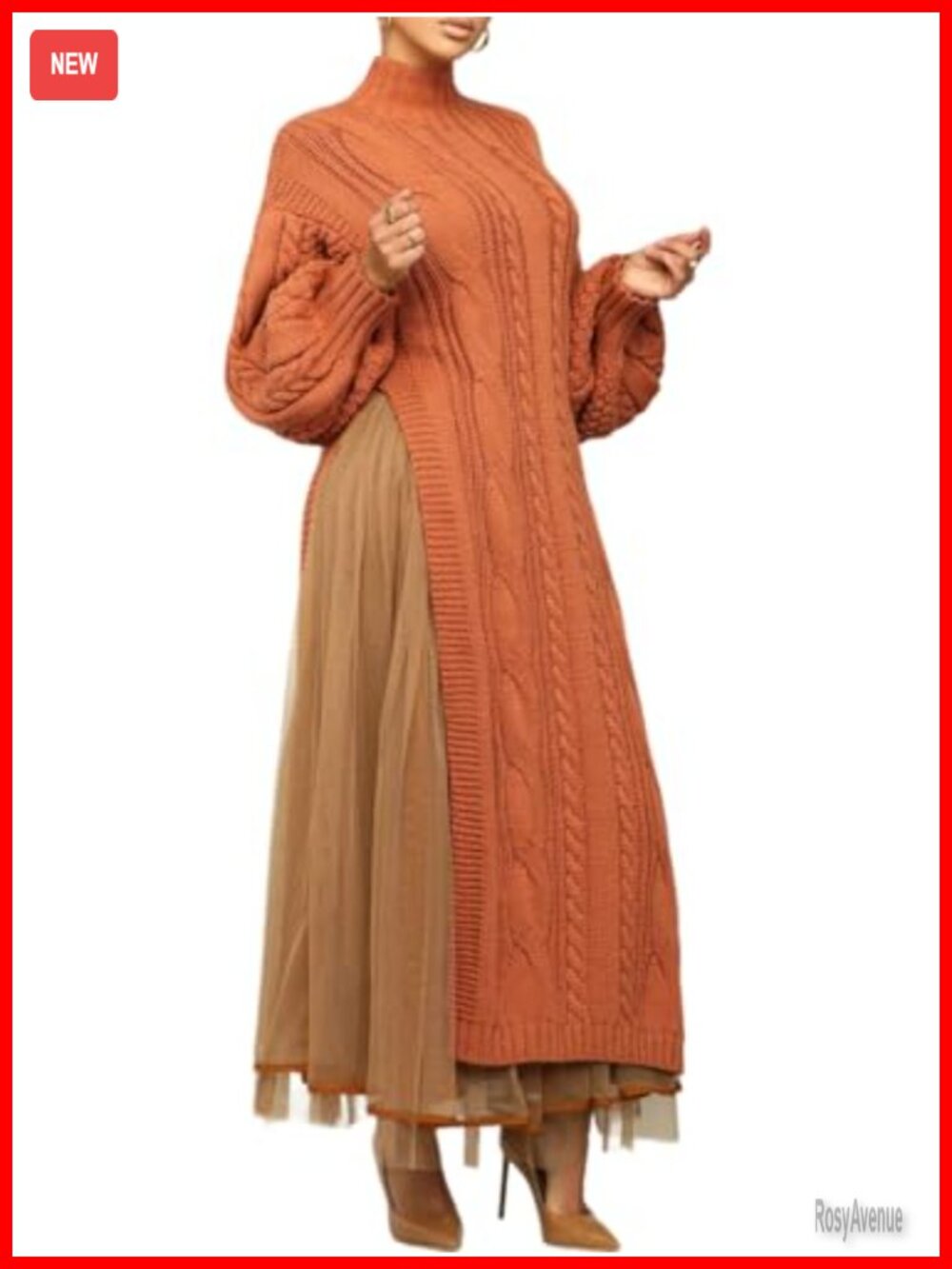 Oversized Heavy Knit Sweater & Tulle Maxi Skirt Set Two Piece Fall Winter